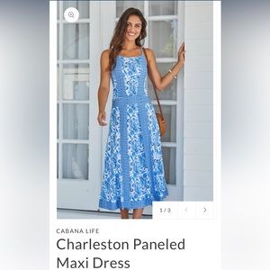 Size L cabana life blue print Maxi dress with wrap around side slits